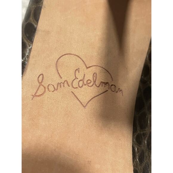 Sam Edelman Womens 8.5 M Niland Peep Toe Leather Heels Reptile 49879252 Brown - Picture 12 of 13